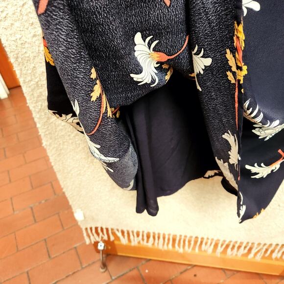 Sz 4 Fit & Flare Blue Autumn Tones Floral Long Sleeve Mini Dress Boho Chic Print - Picture 5 of 10